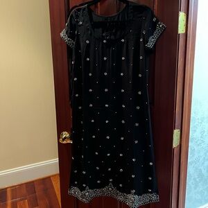 Black & Silver Rhinestone 3 Piece Salwar Kameez